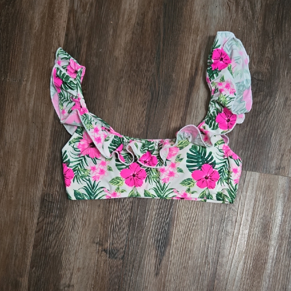 Tropical Pink Floral Kids Bikini